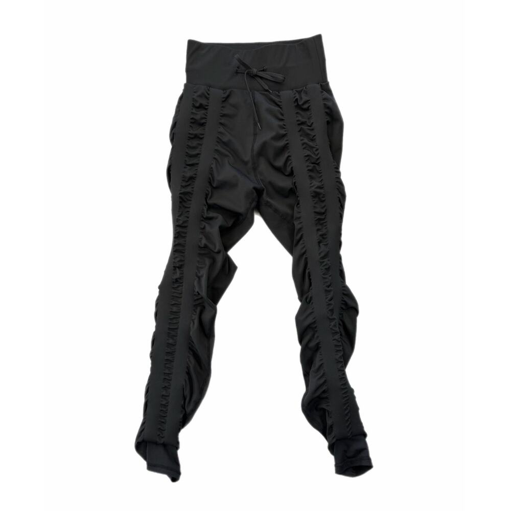 Skinnify Black Ruched Fitted Athletic Athleisure Sporty Workout Gym Leggings